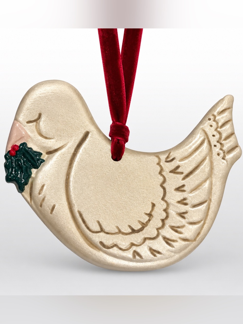 Vintage 1977 Handmade Ceramic Bird Christmas Ornament Special Year